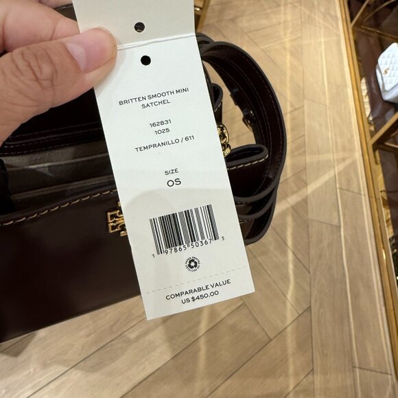 Tory Burch Britten Mini Satchel 162831 Tempranillo, $450 - Picture 7 of 7